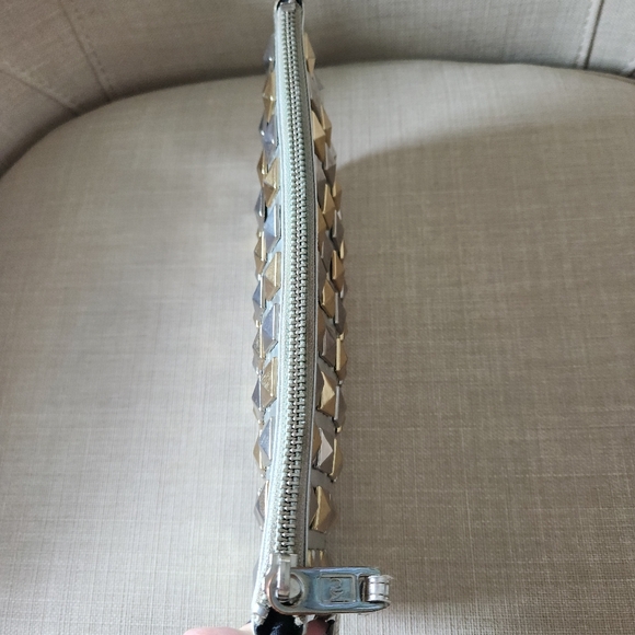 Marc by Marc Jacobs Emmy Envelope Leather Gold Studded and Silver Clutch - Picture 12 of 13